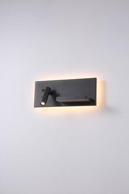 PROLUCE®  Leseleuchte LWA419-BK, 3W+ 4W, 120lm+ 32, 30degree, Alu+Stahl, schwarz, L340 W120 H140