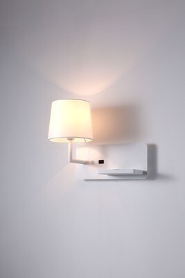 PROLUCE®  Leseleuchte LWA422-WT, 4W E14 led bulb,, Stahl+Stoff, weiss, L370 W225 H300