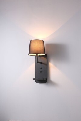 PROLUCE®  Leseleuchte LWA421-BK, 4W E14 led bulb,, Stahl+Stoff, schwarz, L225 W180 H450