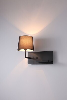 PROLUCE®  Leseleuchte LWA422-BK, 4W E14 led bulb,, Stahl+Stoff, schwarz, L370 W225 H300