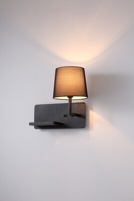 PROLUCE®  Leseleuchte LWA420-BK, 4W E14 led bulb,, Stahl+Stoff, schwarz, L370 W225 H300