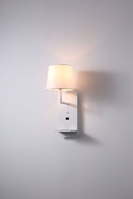 PROLUCE®  Leseleuchte LWA421-WT, 4W E14 led bulb,, Stahl+Stoff, weiss, L225 W180 H450