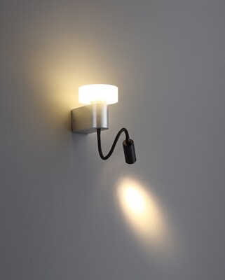PROLUCE®  Leseleuchte LWA209B, 5W+3W, 700lm, Alu+Acryl, silber, L100 W110 H510, dimmbar TRIAC