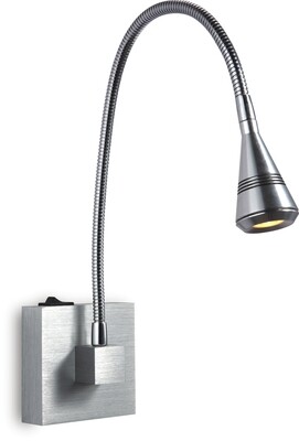 PROLUCE®  Leseleuchte LWA067, 1x3W, 120lm, 30°, Alu+Stahl, silber elox., L80    H420
