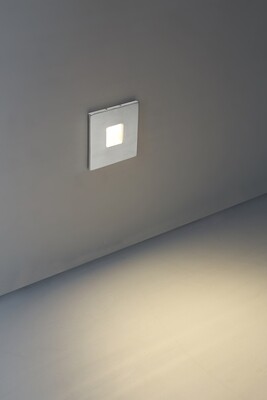 PROLUCE®  Treppenleuchte LSL012A, 1x1W, 70lm, Alu+glass, verchromt, L86 W86 H57