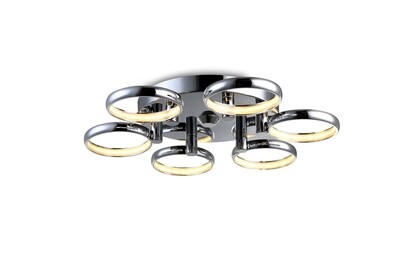 PROLUCE®  Deckenleuchte LBL140, 6x6W, 3600l, Acryl Diff.,  Alu, verchromt, L504 W504 H70, TRIAC