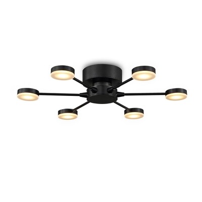 PROLUCE®  Deckenleuchte LBL167, 6x3W, 720lm, Acryl Diff., Alu+Acryl, schwarz elox., D430 H70