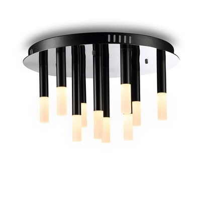 PROLUCE®  Deckenleuchte LBL158, 10x3W, 1200lm, Acryl Diff., Alu+Stahl+Edelstahl, schwarz elox.,