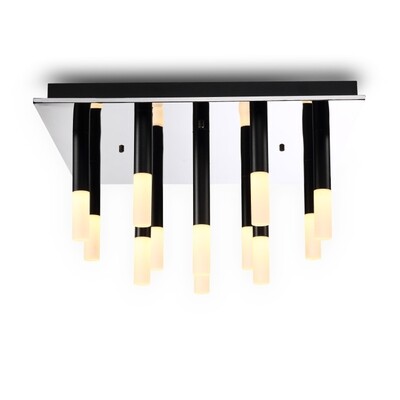 PROLUCE®  Deckenleuchte LBL160, 12x3W, 1440lm, Acryl Diff., Alu+Stahl+Edelstahl, schwarz elox., T