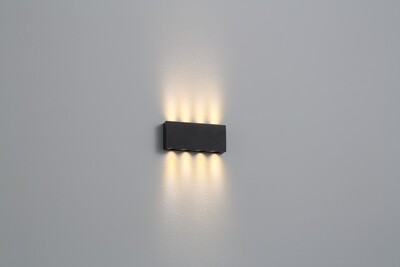 PROLUCE®  Wandleuchte LWA328-BK, 2W, 140lm, 30  °, Alu, schwarz, L105 W45 H16