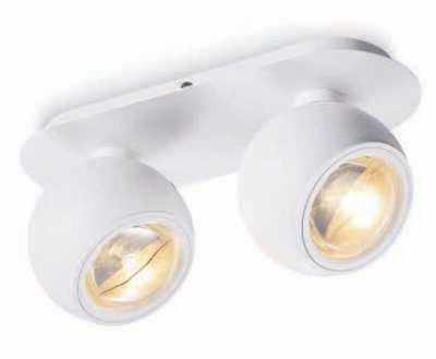 ProLuce® Aufbauleuchte BALL 2x5W, Crystal-L.,3000K, 860 lm, IP20, Alu, weiss, 130x100x121 mm