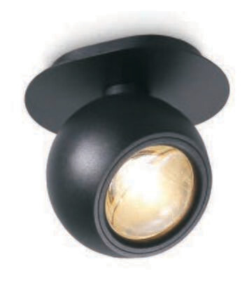 ProLuce® Aufbauleuchte BALL 5W, Crystal-L., 3000K, 430 lm, IP20, Alu, schwarz, 130x100x121 mm