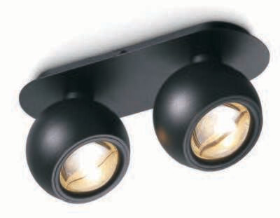 ProLuce® Aufbauleuchte BALL 2x5W, Crystal-L.,3000K, 860 lm, IP20, Alu, schwarz, 130x100x121 mm