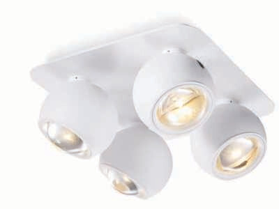 ProLuce® Aufbauleuchte BALL 4x5W, Crystal-L.,3000K, 1720 lm, IP20, Alu, weiss, 130x100x121 mm