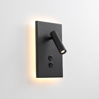 PROLUCE®  Leseleuchte LWA334S-BK, 3W+3W, 450lm, 30  °, Alu+Stahl, schwarz, L240 W140 H90