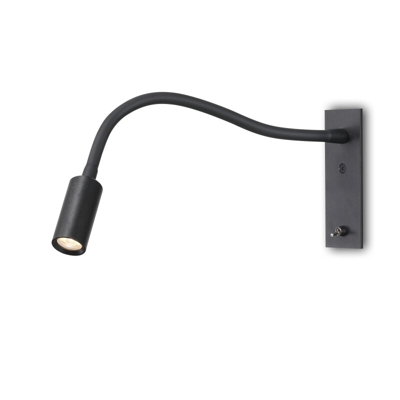 PROLUCE®  Leseleuchte LWA373-BK, 3W, 120lm, 30°, Alu, schwarz, L425 W120 H45