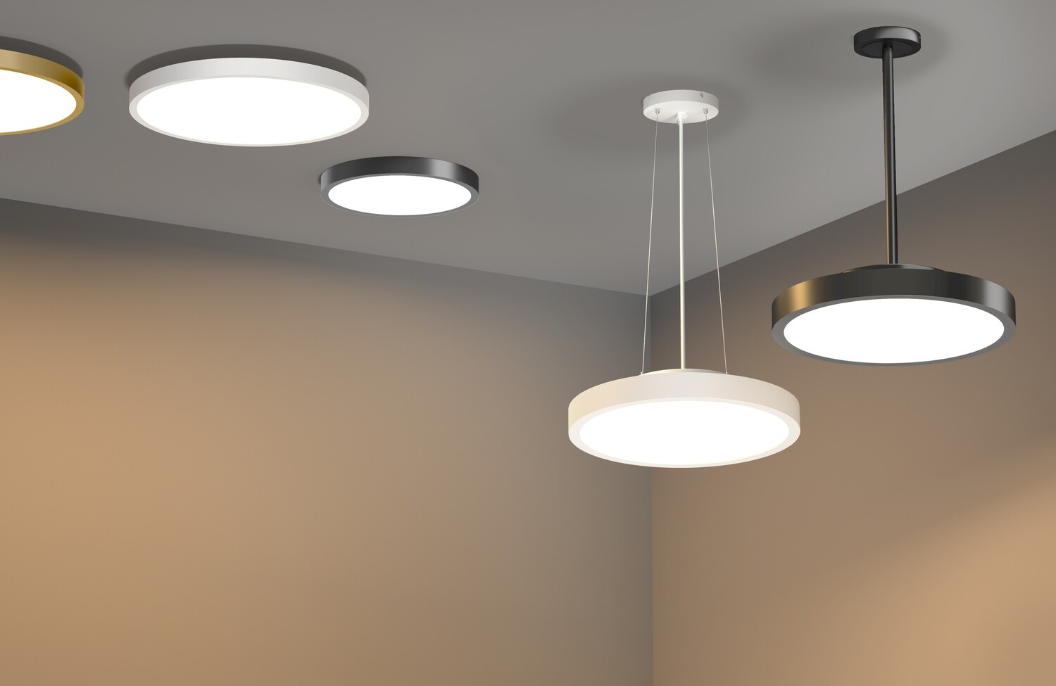 ProLuce® CERCHIO/S, Ø600mm, 40/60W,  Dual P., Sensor, direkt/ind., 100 lm/W, 3 CCT, schwarz, ein/aus, Notlicht