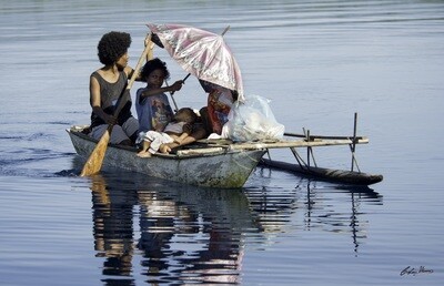 Dobu Island family in canoe  10x15 Acrylic