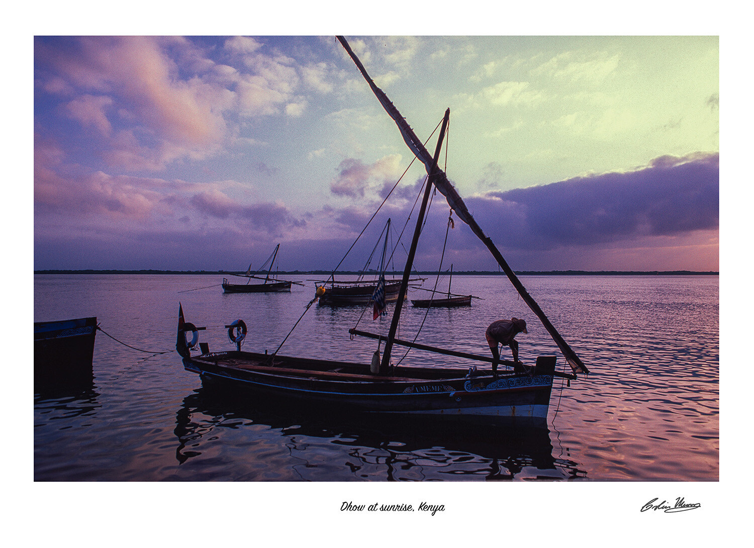 Dhow at sunrise signed print