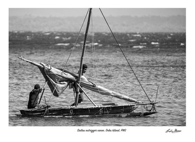Sailau outrigger canoe, Dobu Island, signed print