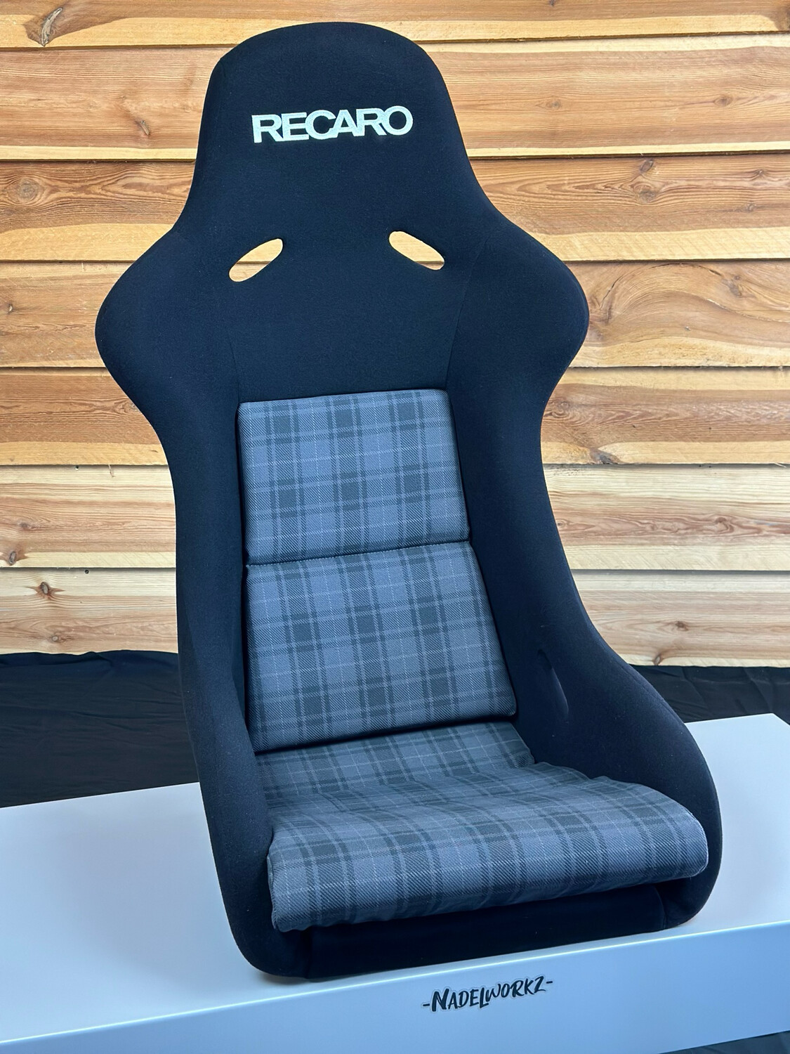 Mittelbahn Kissen BMW Überkaro Grau für Recaro Pole Position