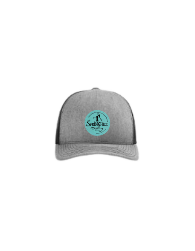Hat - Heather Grey with black mesh, turquoise blue leather patch Hat - Heather Grey with black mesh, turquoise blue leather patch