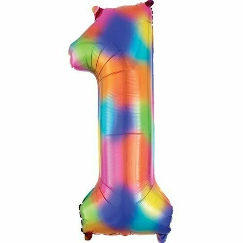 Jumbo Number 1 Rainbow Splash Foil Balloon