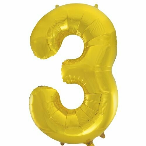 Jumbo Number 3 Gold Foil Balloon