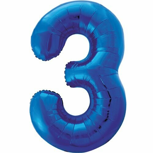 Jumbo Number 3 Blue Foil Balloon