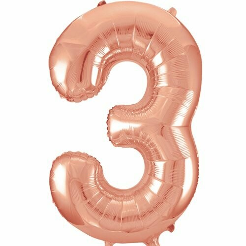 Jumbo Number 3 Rose Gold Foil Balloon