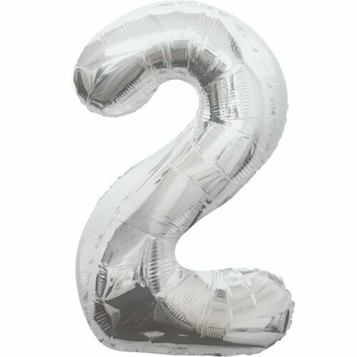 Jumbo Number 2 Silver Foil Balloon