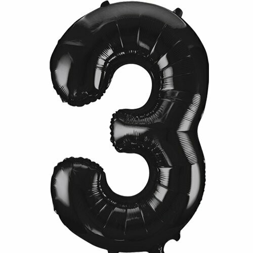 Jumbo Number 3 Black Foil Balloon