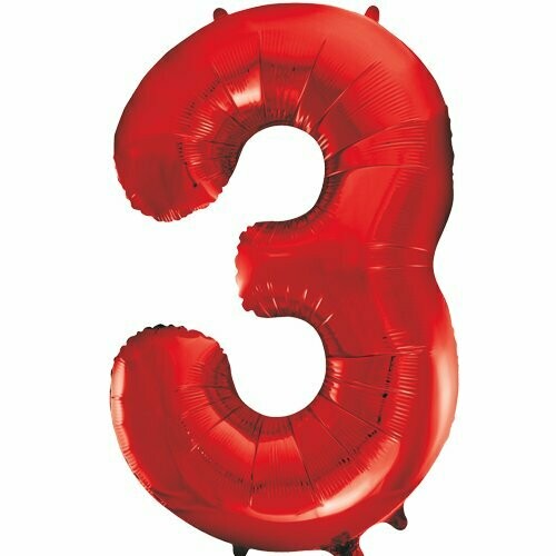 Jumbo Number 3 Red Foil Balloon