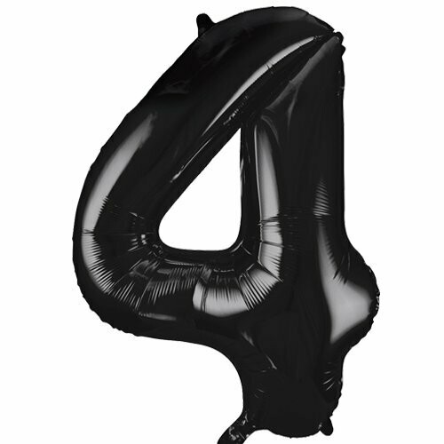 Jumbo Number 4 Black Foil Balloon