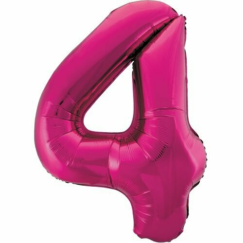 Jumbo Number 4 Magenta Foil Balloon