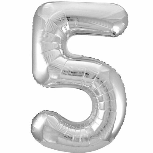 Jumbo Number 5 Silver Foil Balloon