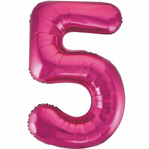 Jumbo Number 5 Magenta Foil Balloon