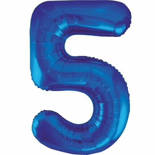 Jumbo Number 5 Blue Foil Balloon
