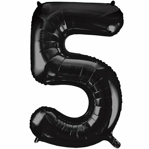 Jumbo Number 5 Black Foil Balloon