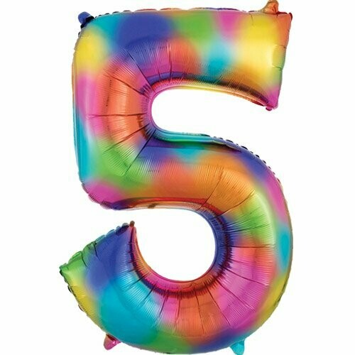 Jumbo Number 5 Rainbow Splash Balloon