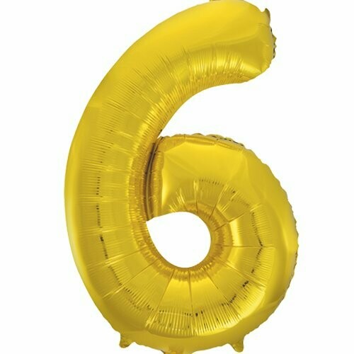 Jumbo Number 6 Gold Balloon