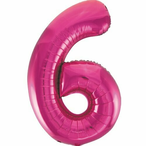 Jumbo Number 6 Magenta Balloon