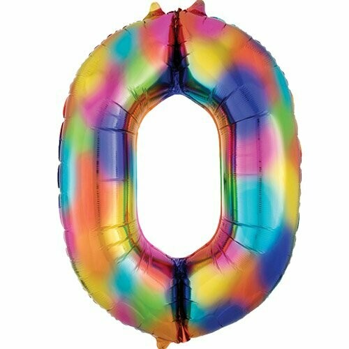 Jumbo Number 0 Rainbow Splash Balloon