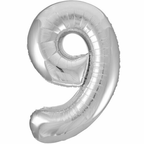 Jumbo Number 9 Silver Balloon