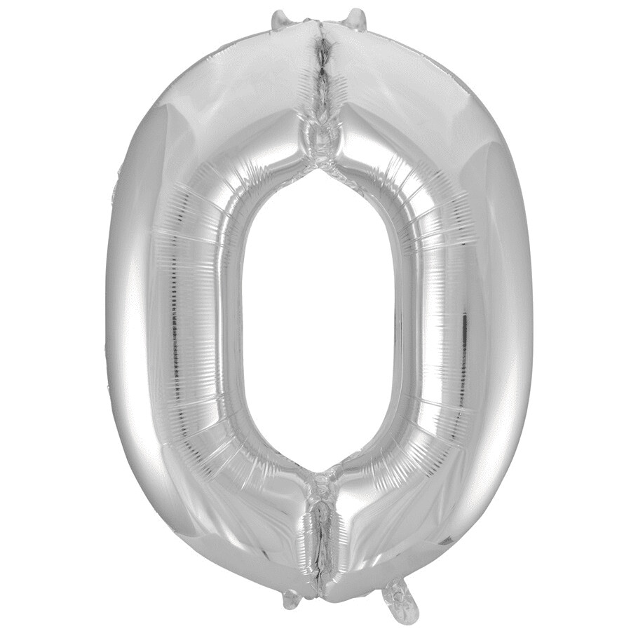 Jumbo Number 0 Silver Balloon