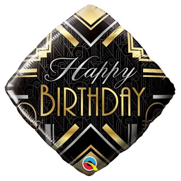 18" Happy Birthday Gold And Black Diamond
