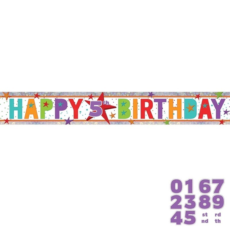 Happy Birthday Add an Age Holographic Banner 2.7m