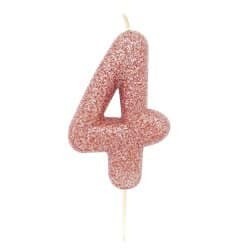 Number 4 Rose Gold Glitter Candle