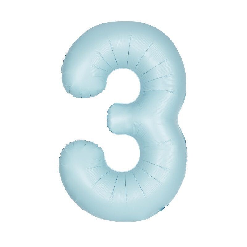 Jumbo Number 3 Matte Powder Blue Balloon