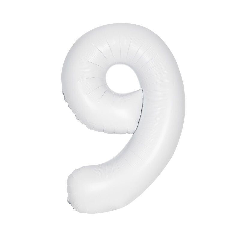 Jumbo Number 9 Matte White Balloon